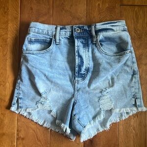 RE Generation Distressed Beach Shorts Size 3/26 High-Rise Frayed Hem Casual